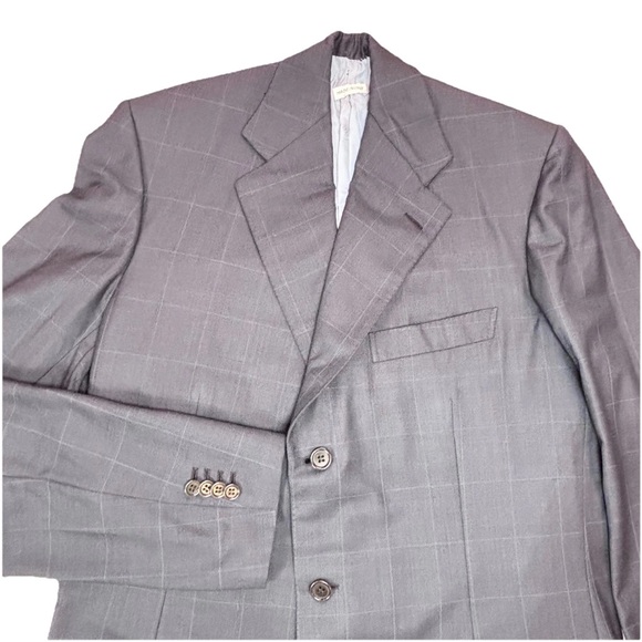 Brioni Palatino Blazer Men’s 36 Blue Super 190s Windowpane Plaid - Picture 1 of 13